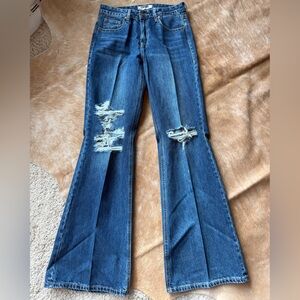 Distressed Blue Flare Jeans